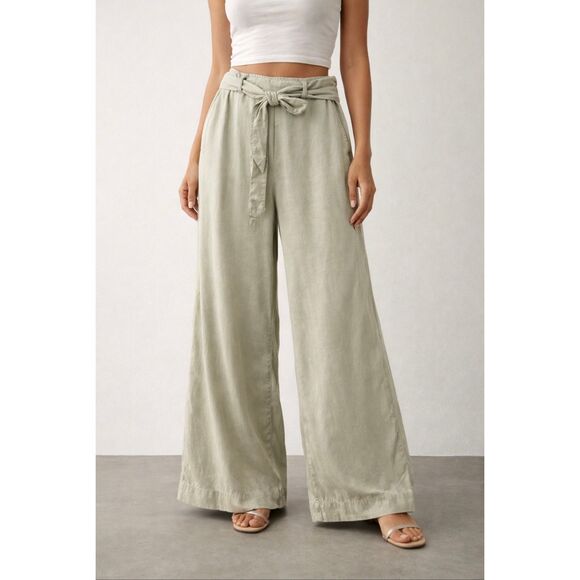 Cynthia Rowley Pants - Cynthia Rowley Wide Leg 100% Lyocell Pants Sage Green/Khaki Women’s Size Large